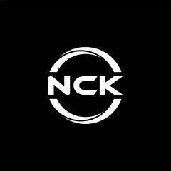 NCK letter logo design with black background in illustrator, cube logo, vector logo, modern alphabet font overlap style. calligraphy designs for logo, Poster, Invitation, etc.