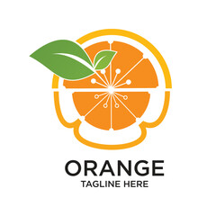 Orange logo design simple concept Premium Vector