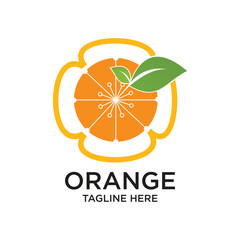 Orange logo design simple concept Premium Vector