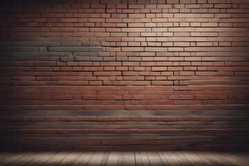 Brick Wall Texture with Wooden Floor. Urban Grunge Backdrop for Loft, Studio, Club, or Showroom