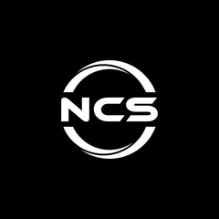 NCS letter logo design with black background in illustrator, cube logo, vector logo, modern alphabet font overlap style. calligraphy designs for logo, Poster, Invitation, etc.