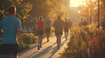 Fotobehang Sportschuh beim Laufen und Joggen auf einer weißen Linie auf der Straße mit sichtbarem weißem Profil beim Abrollen Generative AI © Imagecreator