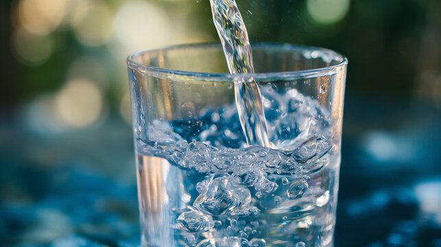 Wasser l&auml;uft in ein Glas und H&auml;ndewaschen unter flie&szlig;endem Wasser Generative AI