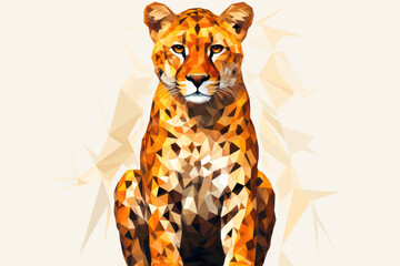 Wild Feline Portrait: Majestic Leopard, the Fierce Hunter of the Jungle, with Piercing Yellow Eyes and Striking Black Spots, Illustration