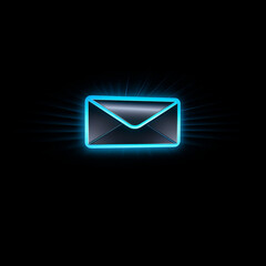email icon, glowing blue with white accents сreated with Generative Ai