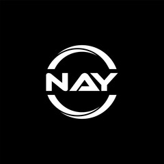 NAY letter logo design with black background in illustrator, cube logo, vector logo, modern alphabet font overlap style. calligraphy designs for logo, Poster, Invitation, etc.
