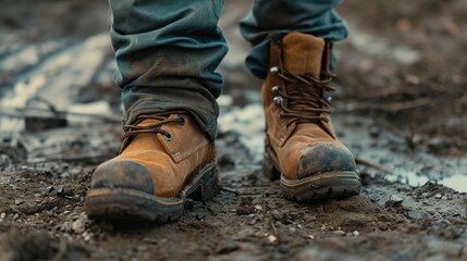 Close-Up of a Person Wearing Hiking Boots on a Rocky Trail, labor Day