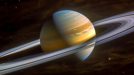 Close up view of Saturn and its rings