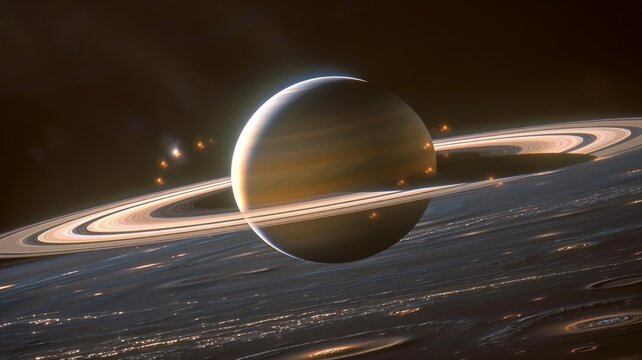 Close up view of Saturn and its rings - Powered by Adobe