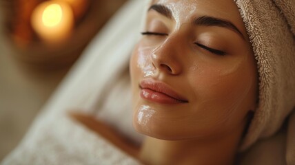 Woman enjoying a relaxing facial, illustrating the luxurious and rejuvenating experience offered by skincare services