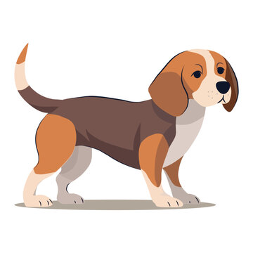 Dog of colorful set. This endearing illustration feature a charming cartoon design of a cute puppy against a simple white backdrop. Vector illustration.