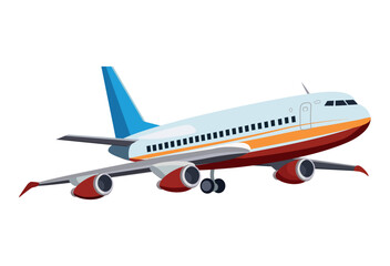 Airplane of colorful set. This charming cartoon design of an airplane, crafted with precision and showcased on a pristine white canvas. Vector illustration.