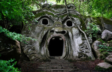 The Ogre, the monster symbol of the Bomarzo monster park (Viterbo, Italia)