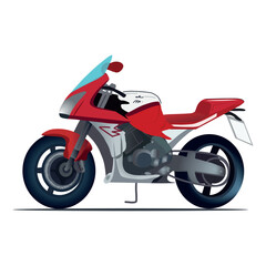 Bike of colorful set. Presentation of the vintage charm of motorcycles with this captivating cartoon design, featuring a retro-style bike. Vector illustration.