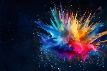 abstract colorful particles and sprinkle powder explosion for holiday celebration like holi festival.