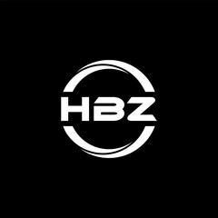 HBZ letter logo design with black background in illustrator, cube logo, vector logo, modern alphabet font overlap style. calligraphy designs for logo, Poster, Invitation, etc.