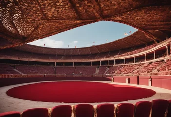 Selbstklebende Fototapeten Empty round bullfight arena in Spain Spanish bullring for traditional performance of bullfight © ArtisticLens