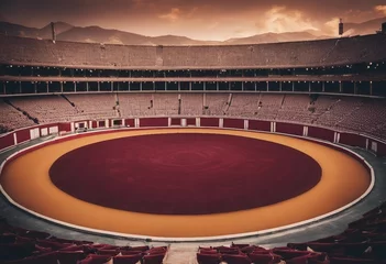 Fotobehang Empty round bullfight arena in Spain Spanish bullring for traditional performance of bullfight © ArtisticLens