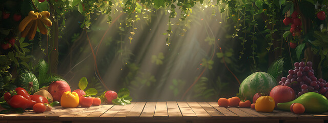 a stage on a stage with fruit in