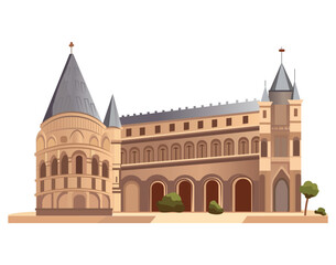 Artichelen isolated element of colorful set. The grandeur of the famous historic building is captured in this breathtaking illustration. Vector illustration.