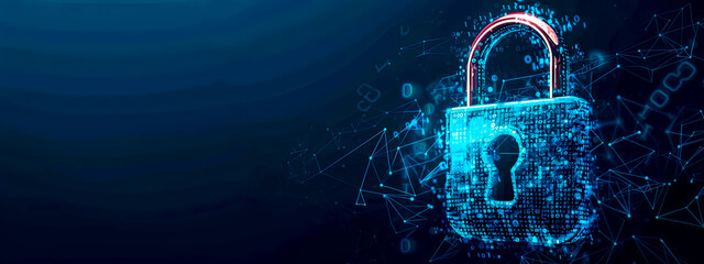 Cybersecurity Concept with Encrypted Digital Lock - Data Protection and Internet Safety