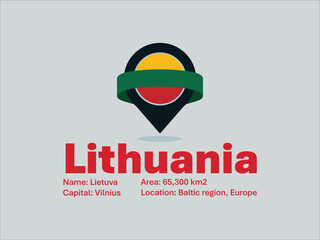 Lithuania Flag and location pin