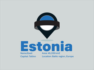 Estonia Flag and location pin