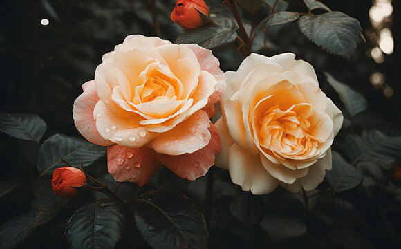 Beautiful peach roses in vintage style
Generation AI