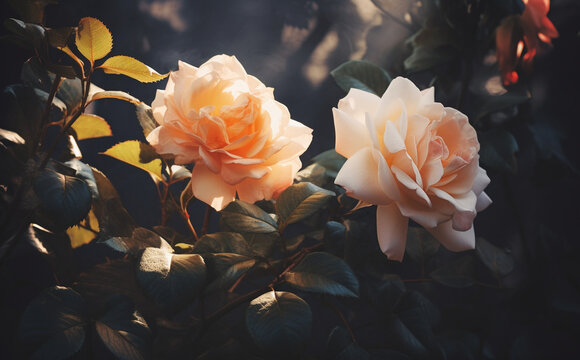 Beautiful peach roses in vintage style
Generation AI