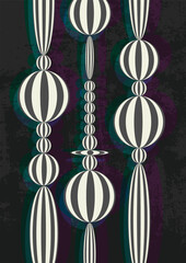 Abstract graphic poster compositions. Beads, rythms, black and white mood. 