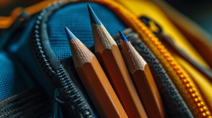 Close Up of a Bag of Pencils With Assorted Colors and Brands, Back to school