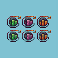 Pixel art sets icon of redo graph variation color.Graph net icon on pixelated style. 8bits perfect for game asset or design asset element for your game design. Simple pixel art icon asset.