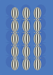 Abstract graphic poster compositions. Beads, rythms, black and white mood. 