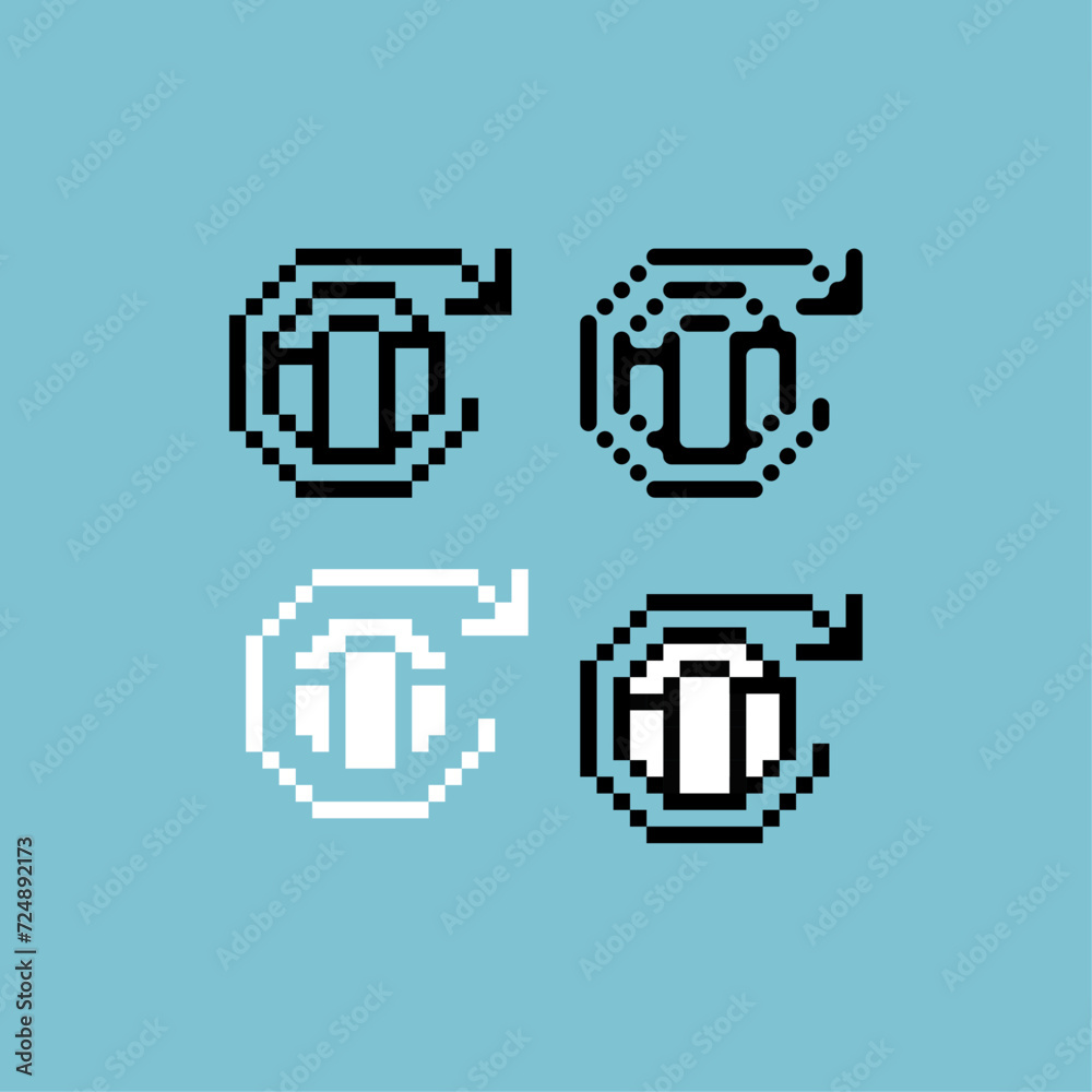 Poster pixel art outline sets icon of redo graph variation color.graph net icon on pixelated style. 8bits p