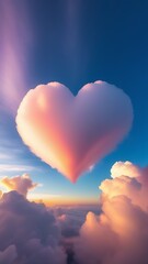Heart shaped cloud in the Sunset Dawn Sun sky