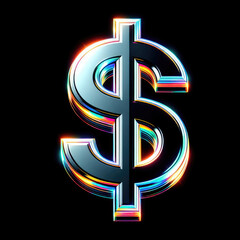 Spectrum of Prosperity: Holographic Dollar Sign, Vibrant Finance Logo Design, Rich in Color, Ideal for Fintech and Modern Economic Illustrations