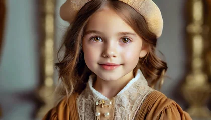 Foto op Canvas Stylish Little Girl Close-up Portrait  © CreativeStock