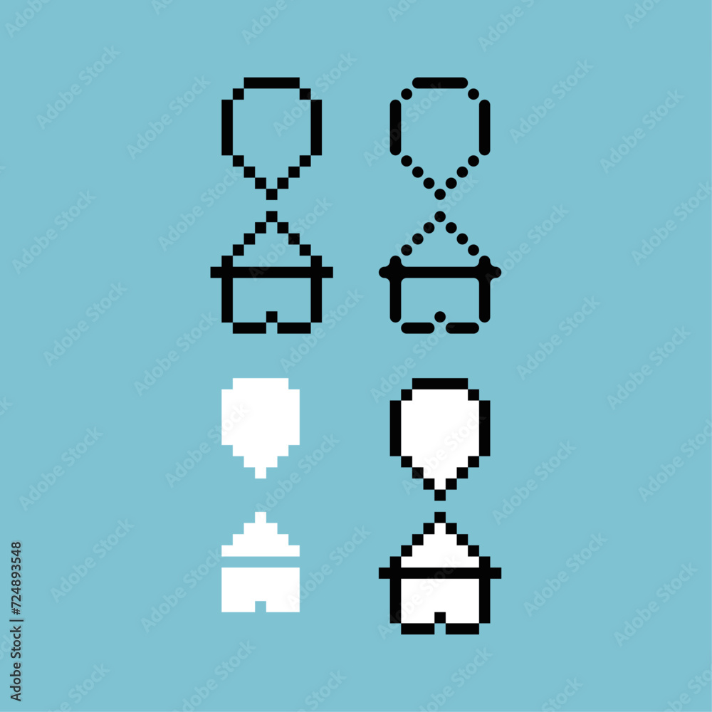 Poster pixel art outline sets icon of pinpoint home variation color.pin point icon on pixelated style. 8bit