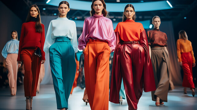 haute couture model fashion show colorful clothes