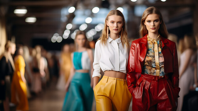 haute couture model fashion show colorful clothes