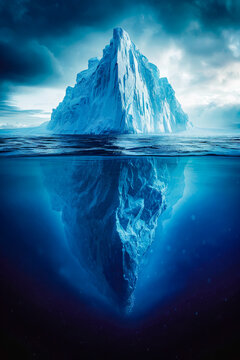 Computer generated image of iceberg in the ocean.