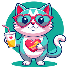 cat holding a glass of water