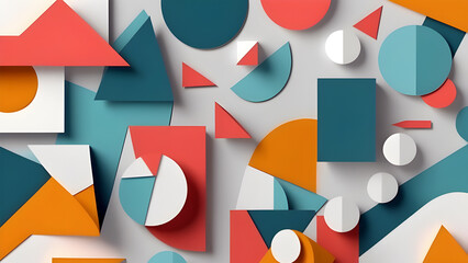 realistic paper cut geometric abstraction wallpaper background. vibrant multi colour design banner format 