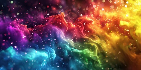 Rainbow Colored Background With Billowing Smoke - obrazy, fototapety, plakaty