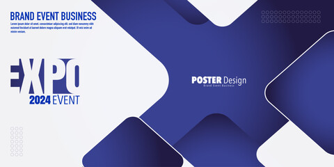 Abstract colorful exhibition poster design template with wavy lines effect background. Expo Event banner. Can be used for business, marketing and advertising. logo graphic design of annual summit - obrazy, fototapety, plakaty
