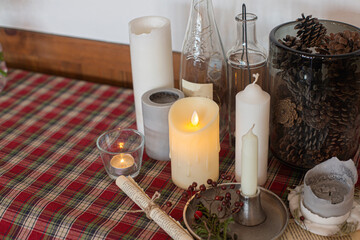 decorated scented candles pine cones