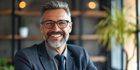 Obraz premium Smiling Man in Suit and Tie
