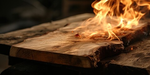 Close Up of Burning Wood
