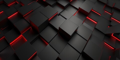 Abstract Black and Red Background With Squares and Rectangles