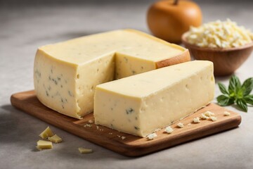 cheese on wooden board (Havarti)